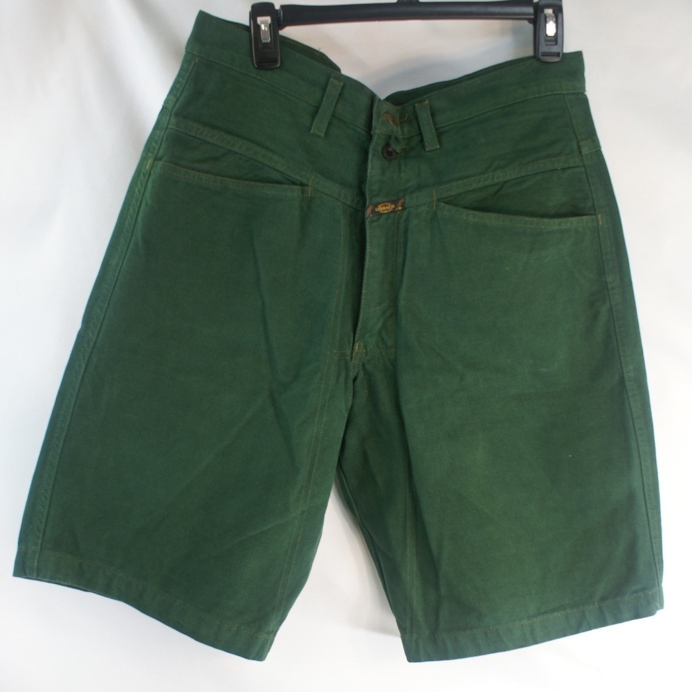 Marithe Francois Girbaud Mens Green Denim Shuttle Shorts Size 32 Vintage Style - Picture 6 of 13